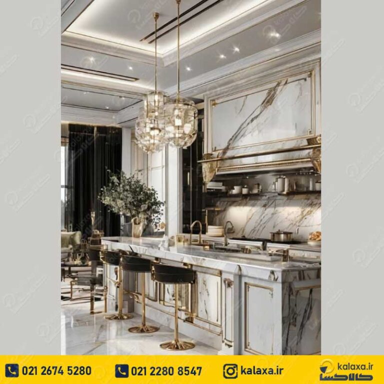 کابینت کلاسیک سفید طلایی شیک و مدرن اروپایی