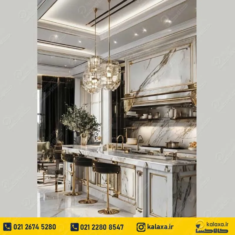 کابینت کلاسیک سفید طلایی شیک و مدرن اروپایی